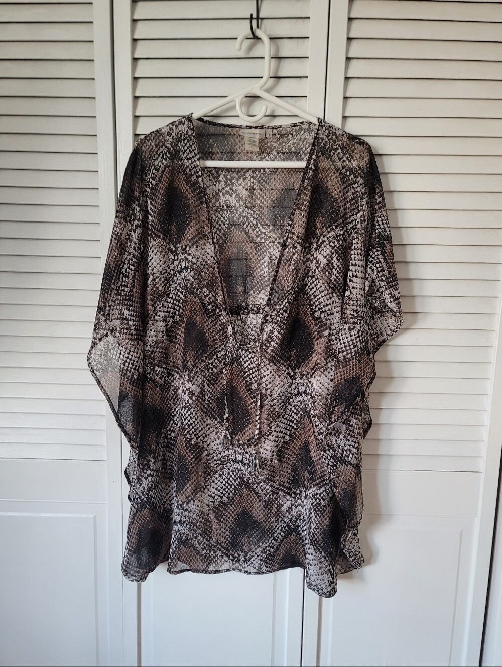 BLEU ROD BEATTIE Snake-Print Sheer Cover-up, Size S